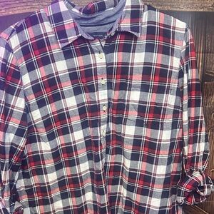 Women’s Plaid Shirt - Red, White, and Black